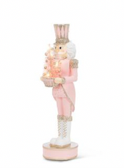 Charm Shiny Pink Nutcracker with LED Tree 15"