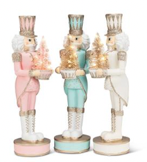 Charm Shiny Pink Nutcracker with LED Tree 15"
