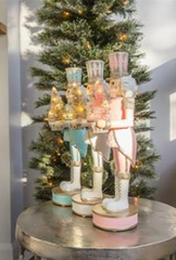 Charm Shiny Pink Nutcracker with LED Tree 15"