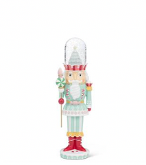Charm Shiny Candy Soldier with Cake Snow Globe Blue 13"