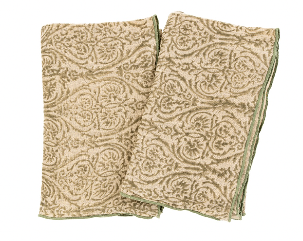 Aria Block Print Tea Towel Crinkle Cotton Set of 2