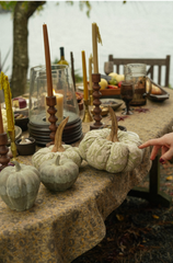 Screen Printed Pumpkin Small Green 6.5" With Mango Wood Stem