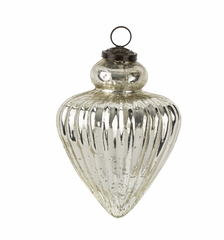 Giant Glass Teardrop Ornament Silver Small 5.5"