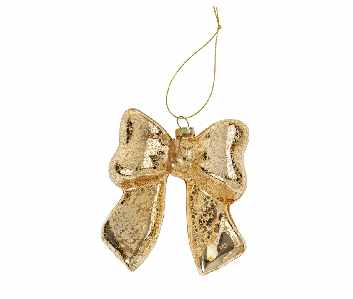 Blown Glass Gold Bow Ornament 3.5"