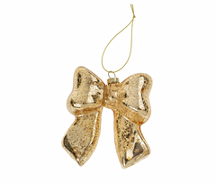 Blown Glass Gold Bow Ornament 3.5"