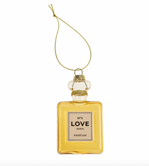 Hand-Blown Glass No. 5 Gold Perfume Bottle Ornament 4"