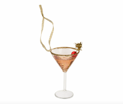 Merry Martini Hand-Blown Glass Ornament 4.5"