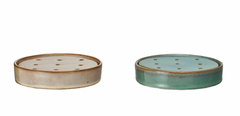 Round Stoneware Soap Dish With Removable Tray Assorted Colours