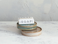 Round Stoneware Soap Dish With Removable Tray Assorted Colours