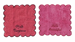Hello Square Cotton Face Towels w Embroidered Saying 10" Set of 2