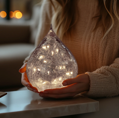 LED Tear Drop Crackle Glass 6"