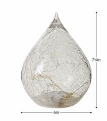LED Tear Drop Crackle Glass 6"
