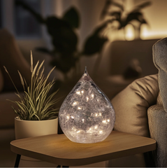 LED Tear Drop Crackle Glass 6"