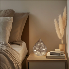 LED Tear Drop Crackle Glass 6"