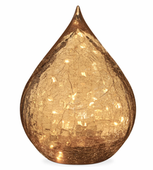 LED Teardrop Crackle Glass 6" Decor Light with Timer - Amber