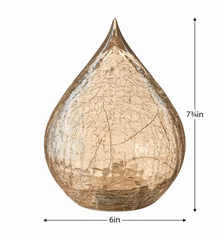 LED Teardrop Crackle Glass 6" Decor Light with Timer - Amber