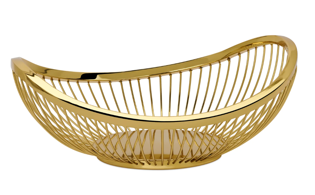 Slope Oval Gold Metal Bowl 11.5"L