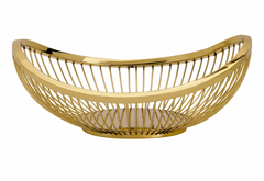 Slope Oval Gold Metal Bowl 11.5"L