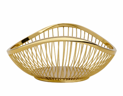 Slope Oval Gold Metal Bowl 11.5"L