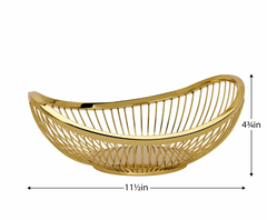 Slope Oval Gold Metal Bowl 11.5"L