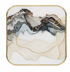 Savoy Gold Trim 4 Piece Square Coaster Set - White Marble
