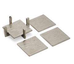 Arta 4 Piece Nickel Plated Grooved Aluminum 4X4 Inch Square Coaster Set with Stand