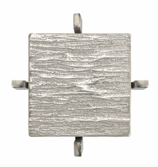 Arta 4 Piece Nickel Plated Grooved Aluminum 4X4 Inch Square Coaster Set with Stand