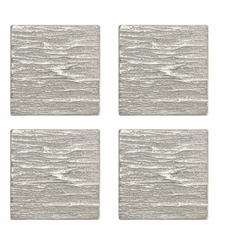 Arta 4 Piece Nickel Plated Grooved Aluminum 4X4 Inch Square Coaster Set with Stand