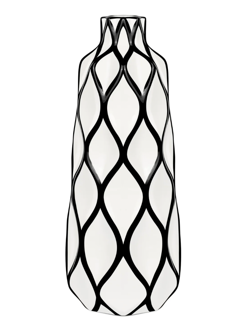 Abstract Black & White Vase 15.5"