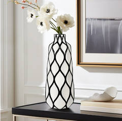 Abstract Black & White Vase 15.5"
