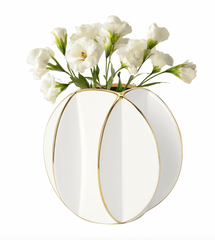 Talia Gold & White Vase 8"