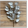 Metallic Glittered Silver Mulberry Leaf Spray 25"