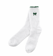 Cozy Socks Ornament Green Bow Embroidery