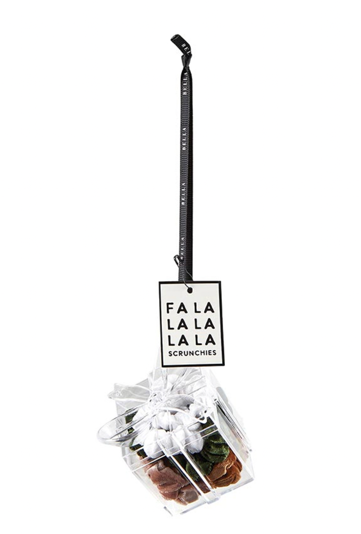 Ornament Gift Box Velvet Scrunchies Assorted Champagne Colours