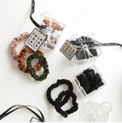 Ornament Gift Box Velvet Scrunchies Assorted Champagne Colours