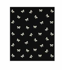 Bella Sleep & Spa Ivory & Black Bow Reversible Throw Blanket 50"x60"