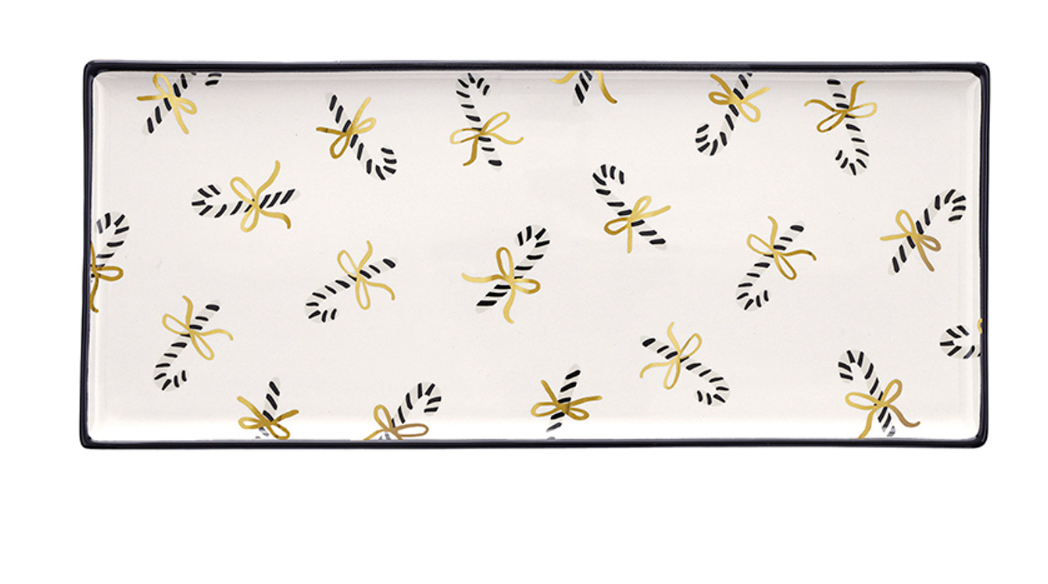 Candy Cane Printed Tray Black & Gold