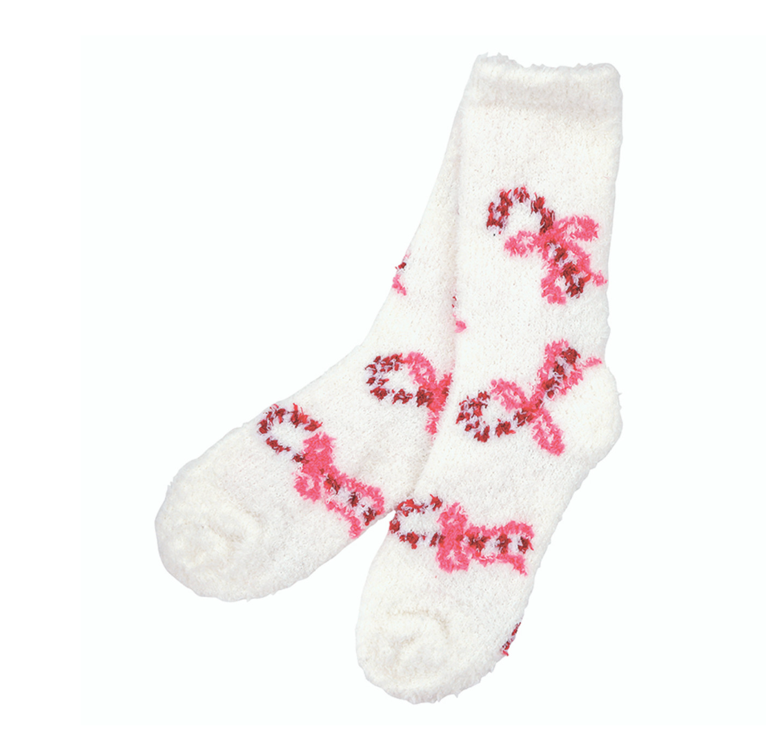 Ivory & Candy Canes Cozy Socks Ornament