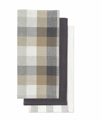 Frosted Check Tea Towel Set of 3 Shade Natural