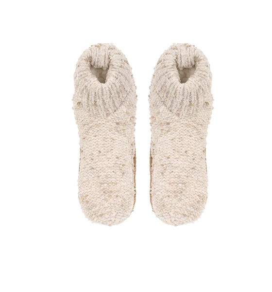 Tweed Chenille Sherpa Lined Slipper Bootie Tan