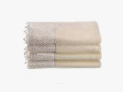 100% Cotton Velour Cream Fingertip Towel With Lace Trim