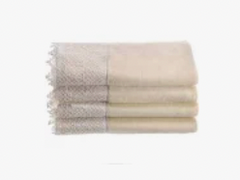 100% Cotton Velour Cream Fingertip Towel With Lace Trim