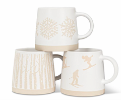 Artisan Wide Based Mug with Snowflakes