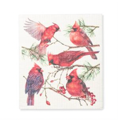 Cardinals Holiday Swedish Dishcloth