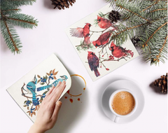 Cardinals Holiday Swedish Dishcloth