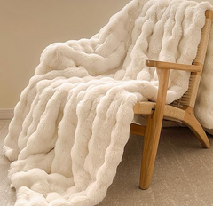 Bubble Faux Rabbit Queen Blanket 80"x90"