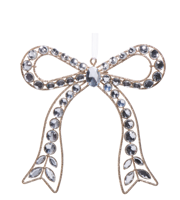 Clear Jewelled Bow Ornament 7.25"
