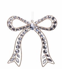 Clear Jewelled Bow Ornament 7.25"