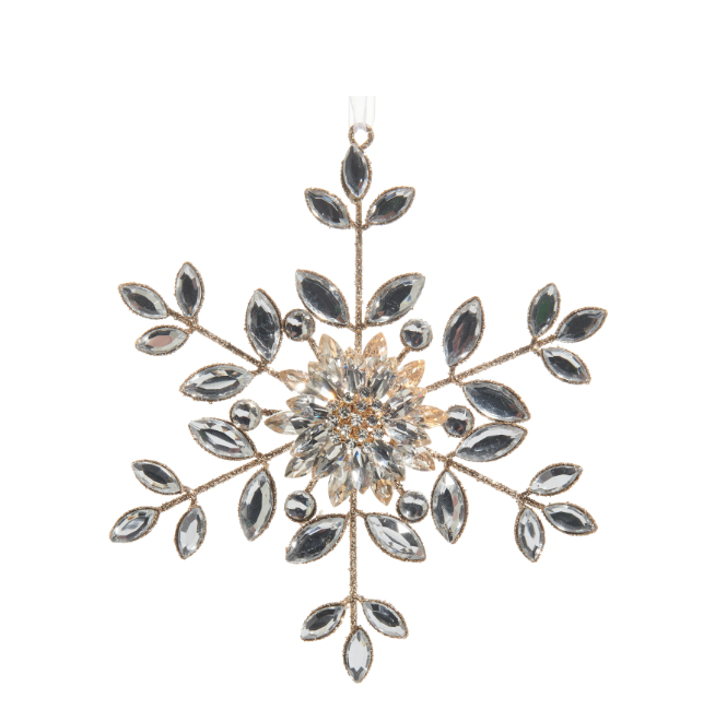 Clear Jewel & Brooch Snowflake Ornament 6"