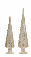 Silver Mercury Glass Tree With Pears & Rhinestones